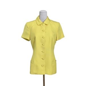Vintage 90s Istante Versace Bright Yellow Silk Jacket Medusa Button sz 42